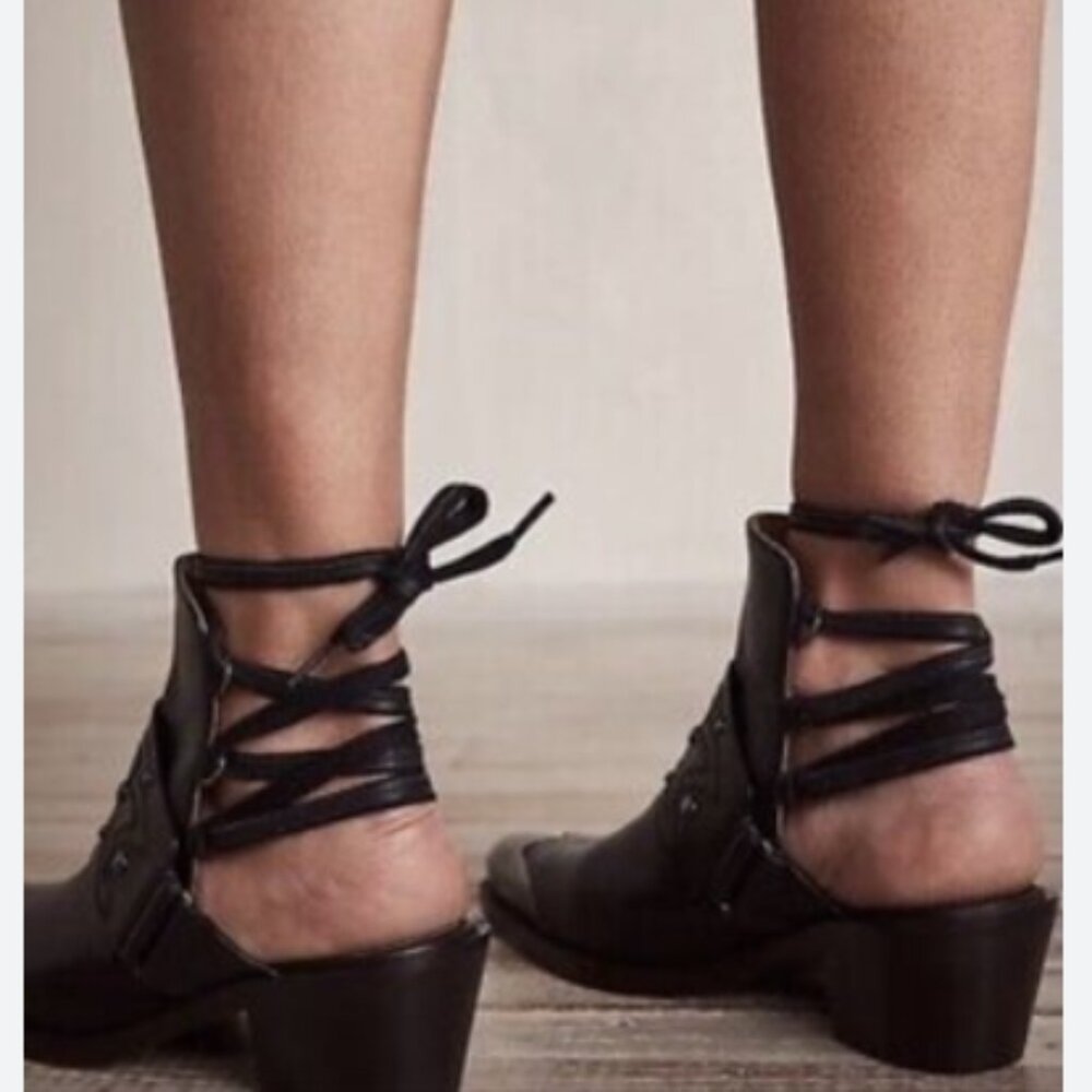 new FREE PEOPLE Rory GENUINE LEATHER boots booties in Black 1091NR - Picture 15 of 16